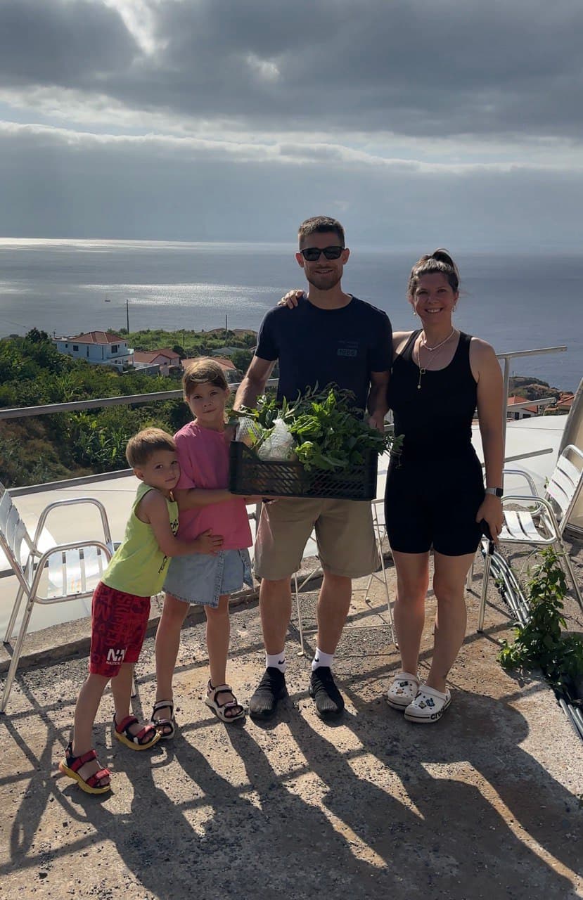 Young family with fresh produce